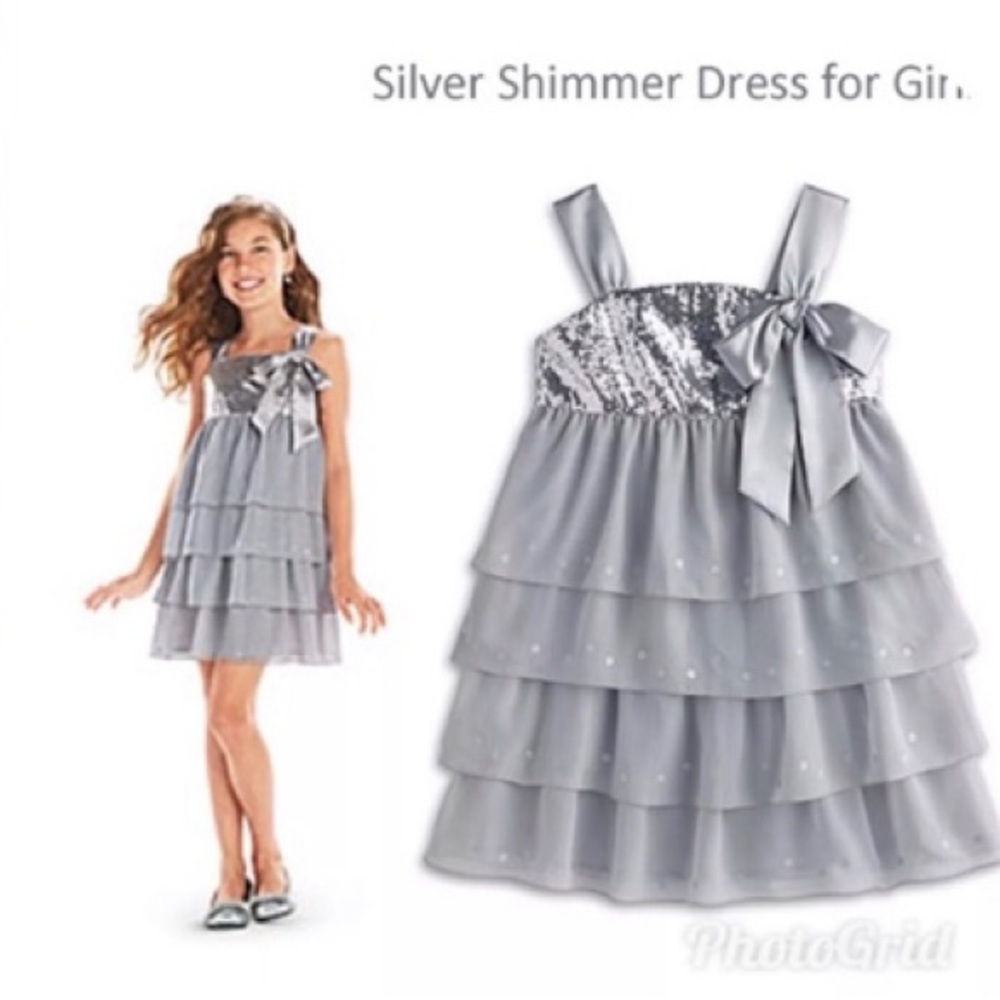 American Girl size 8 Holiday Dress Silver